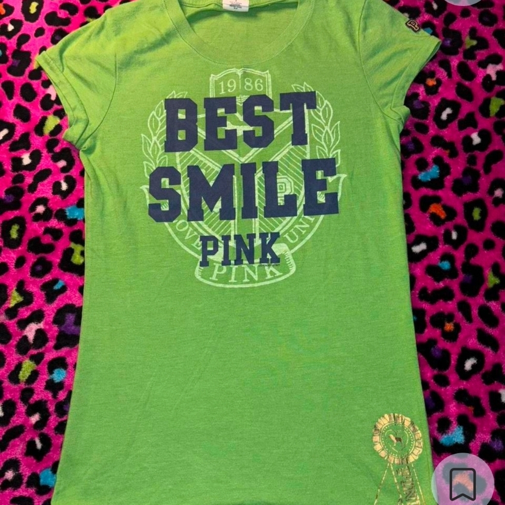 PINK Victoria's Secret Vintage "Best Smile" Green T-Shirt